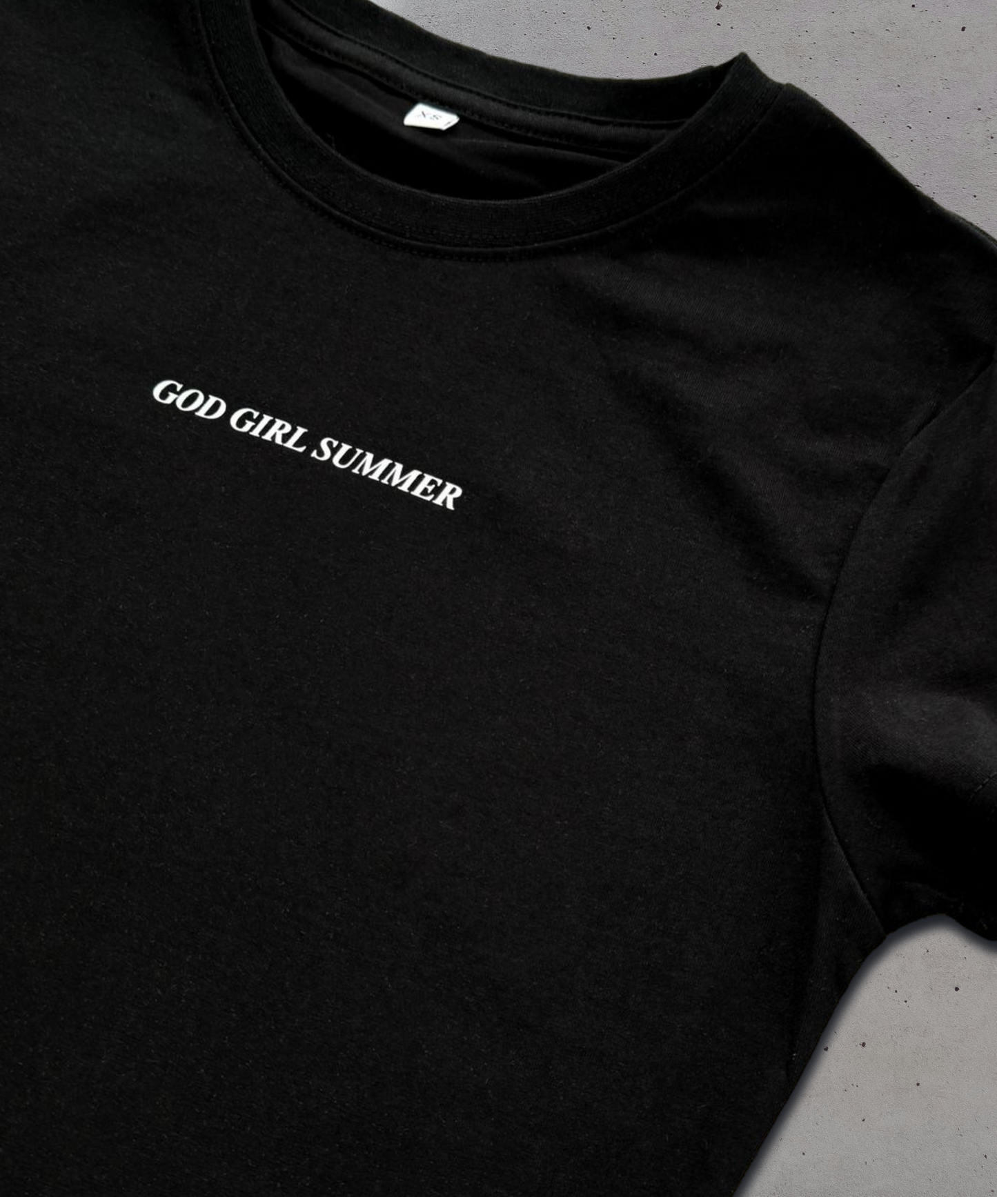 'God Girl Summer' Baby Tee Black