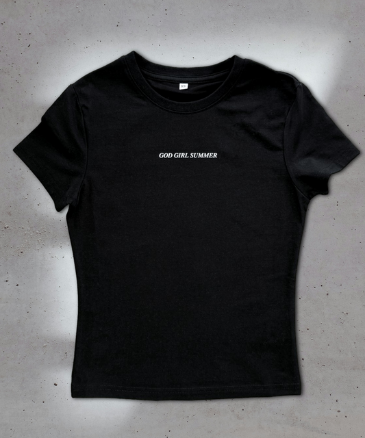 'God Girl Summer' Baby Tee Black